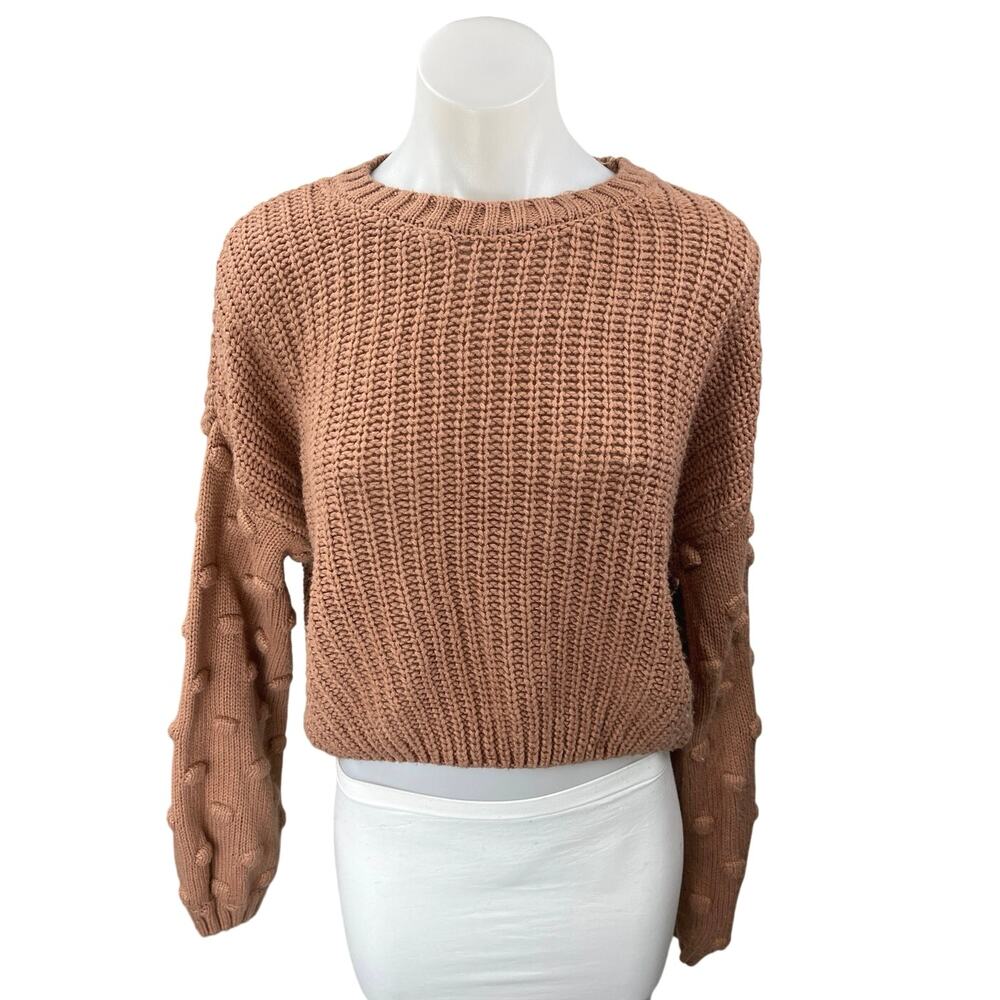 Jessica Simpson Women's Brown 3D Knit Long Sleeve Pullover Sweater Top Size M